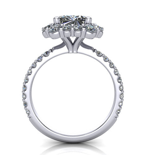 Brooklyn Emerald Shape Halo Engagement Ring in Platinum
