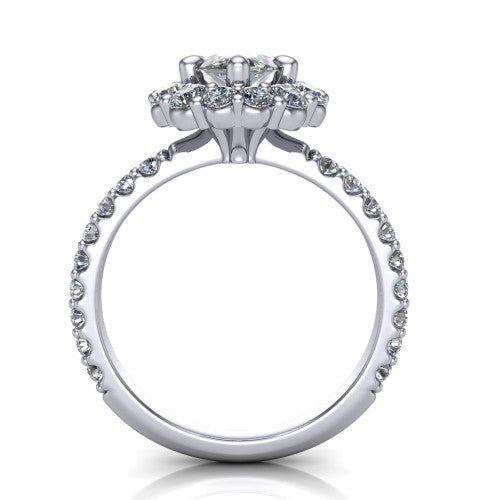 Brooklyn Marquise Shape Halo Engagement Ring in 14K White Gold