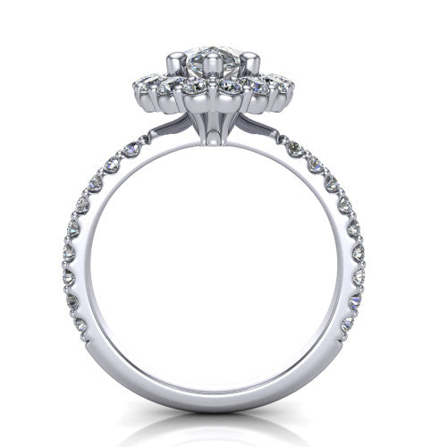 Brooklyn Pear Shape Halo Engagement Ring in 14K White Gold