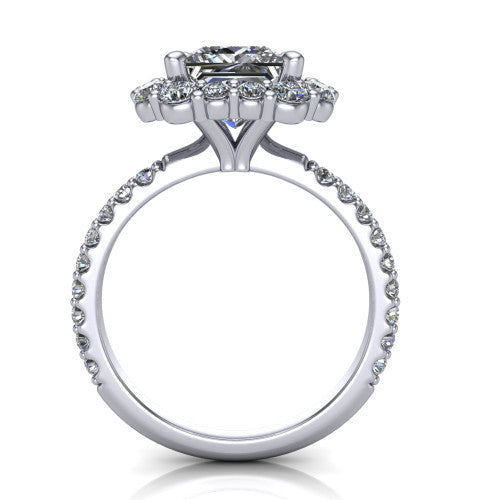 Brooklyn Princess Shape Halo Engagement Ring in 14K White Gold