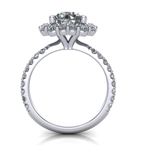 Brooklyn Round Shape Halo Engagement Ring in Platinum