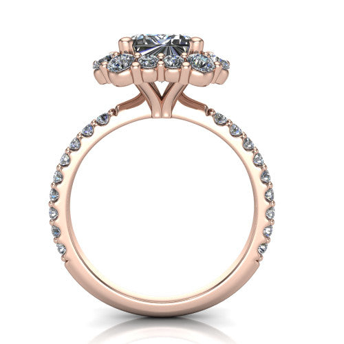 Brooklyn Emerald Shape Halo Engagement Ring in 18K Rose Gold