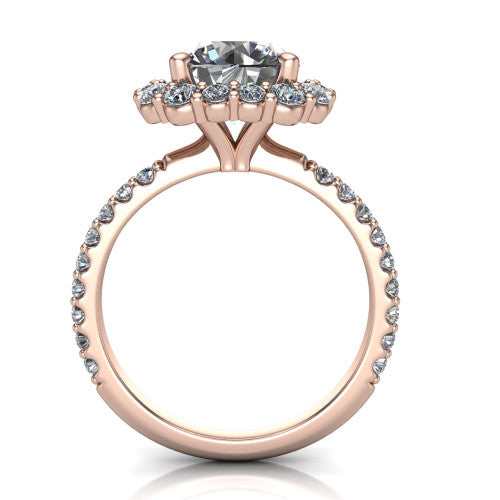 Brooklyn Round Shape Halo Engagement Ring in 18K Rose Gold