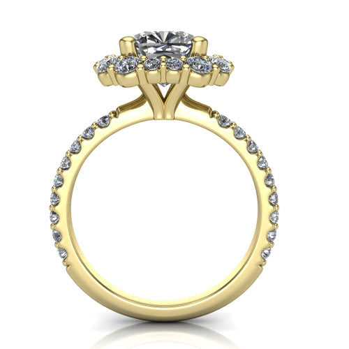 Brooklyn Cushion Shape Halo Engagement Ring in 14K Yellow Gold