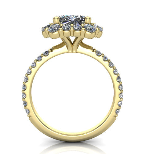 Brooklyn Emerald Shape Halo Engagement Ring in 18K Yellow Gold