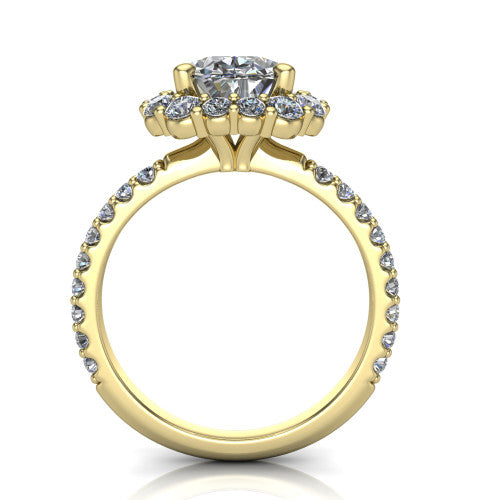 Brooklyn Oval Shape Halo Engagement Ring in 14K Yellow Gold
