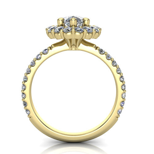 Brooklyn Pear Shape Halo Engagement Ring in 14K Yellow Gold