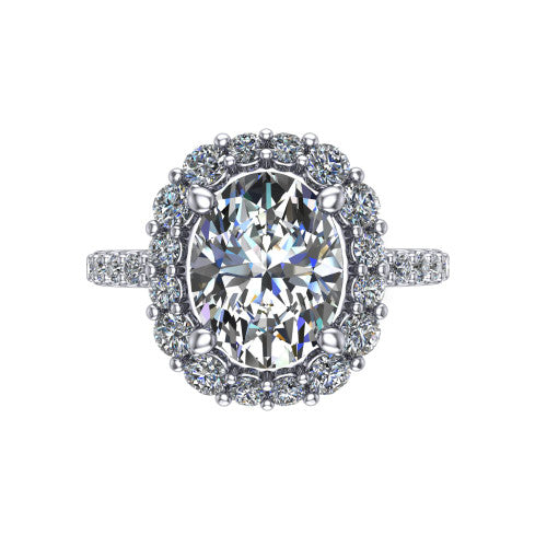 Brooklyn Oval Shape Halo Engagement Ring in 14K White Gold