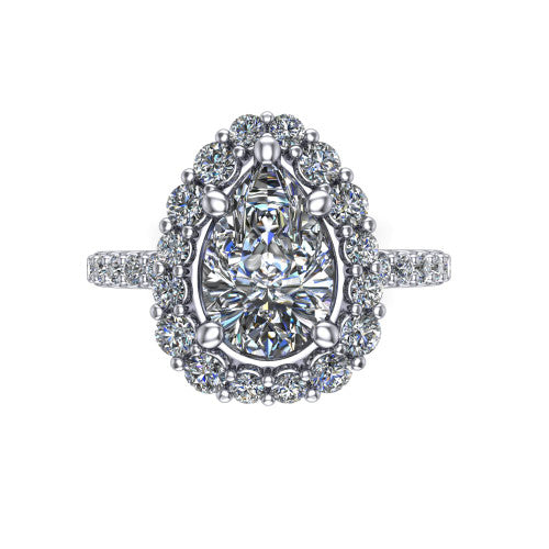 Brooklyn Pear Shape Halo Engagement Ring in 14K White Gold