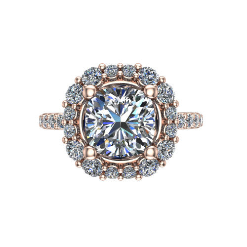 Brooklyn Cushion Shape Halo Engagement Ring in 14K Rose Gold