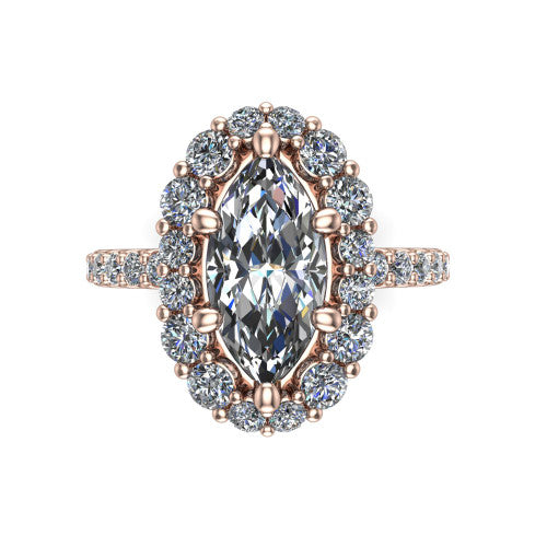 Brooklyn Marquise Shape Halo Engagement Ring in 14K Rose Gold