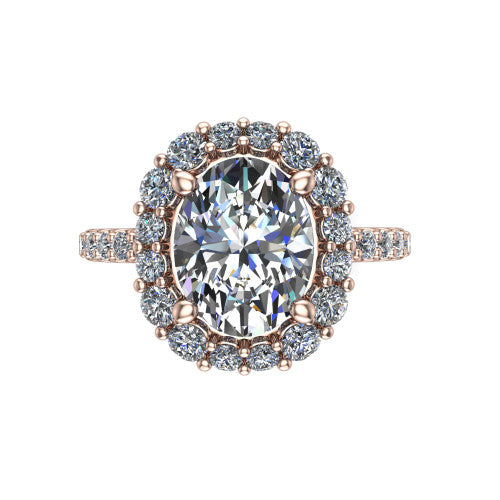 Brooklyn Oval Shape Halo Engagement Ring in 18K Rose Gold