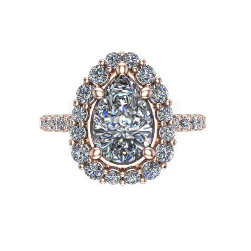 Brooklyn Pear Shape Halo Engagement Ring in 18K Rose Gold