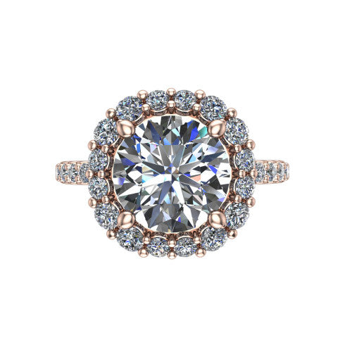 Brooklyn Round Shape Halo Engagement Ring in 14K Rose Gold