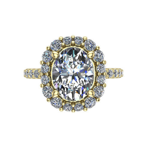 Brooklyn Oval Shape Halo Engagement Ring in 18K Yellow Gold
