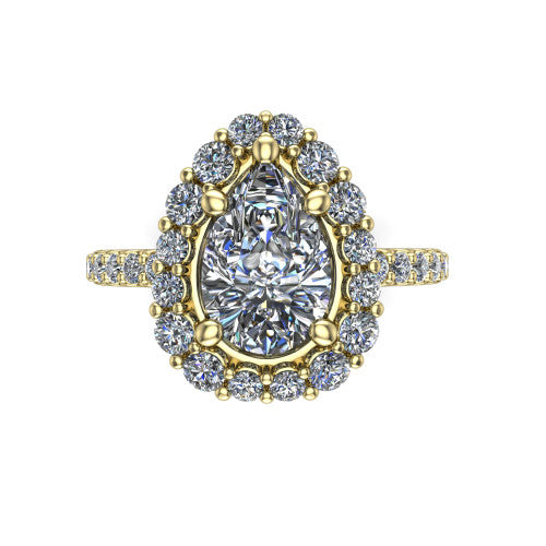 Brooklyn Pear Shape Halo Engagement Ring in 18K Yellow Gold