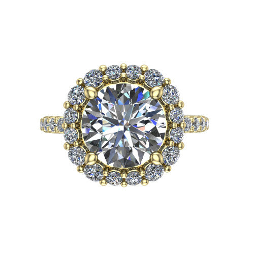 Brooklyn Round Shape Halo Engagement Ring in 14K Yellow Gold