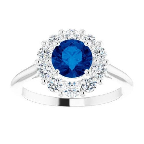 14K Gold Natural Blue Sapphire & 1/2 CTW Natural Diamond Ring 14K White Gold