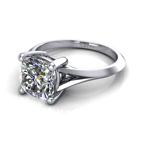 Grace Cushion Shape Classic Engagement Ring in 14K White Gold