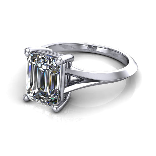 Grace Emerald Shape Classic Engagement Ring in 18K White Gold