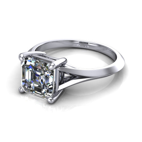 Grace Square Emerald Shape Classic Engagement Ring in Platinum
