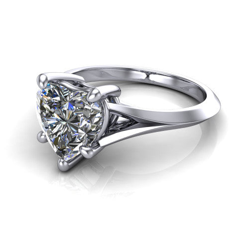 Grace Heart Shape Classic Engagement Ring in 18K White Gold