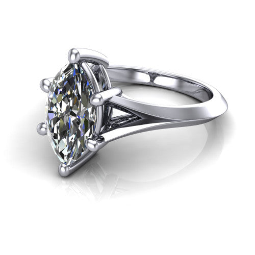 Grace Marquise Shape Classic Engagement Ring in 14K White Gold