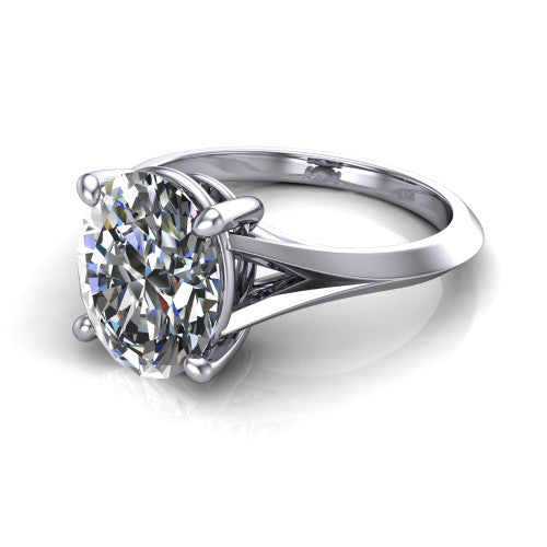 Grace Oval Shape Classic Engagement Ring in 18K White Gold
