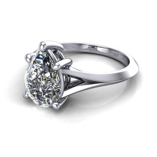 Grace Pear Shape Classic Engagement Ring in 14K White Gold