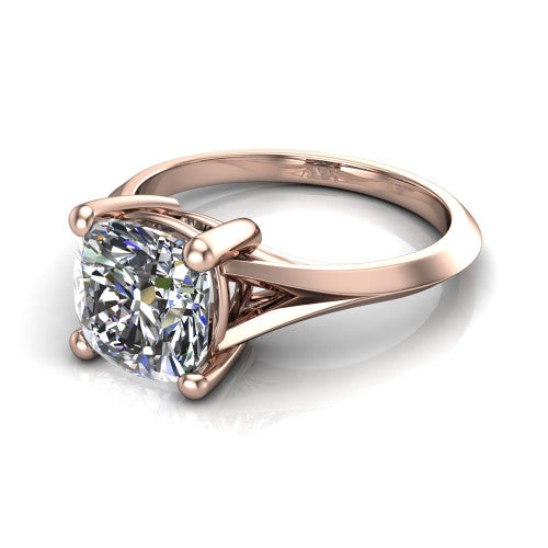 Grace Cushion Shape Classic Engagement Ring in 18K Rose Gold