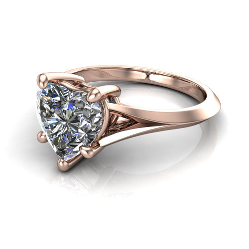 Grace Heart Shape Classic Engagement Ring in 14K Rose Gold