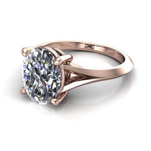 Grace Oval Shape Classic Engagement Ring in 14K Rose Gold