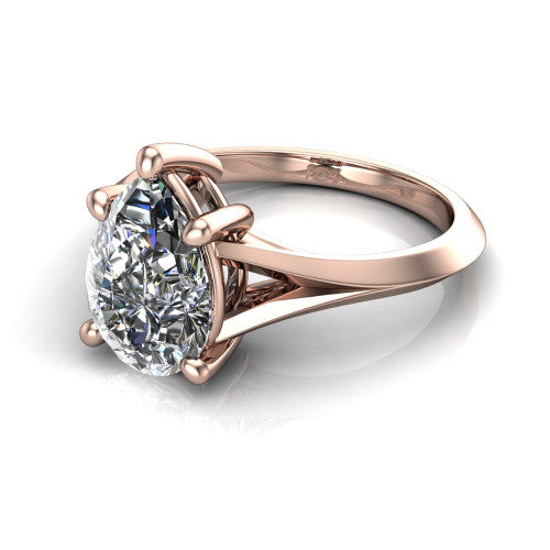 Grace Pear Shape Classic Engagement Ring in 18K Rose Gold