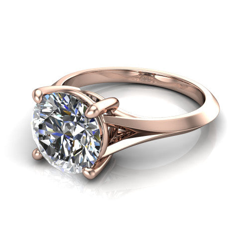 Grace Round Shape Classic Engagement Ring in 14K Rose Gold