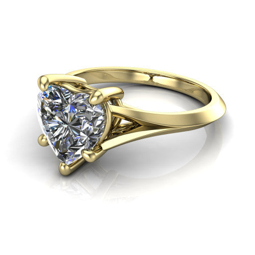 Grace Heart Shape Classic Engagement Ring in 18K Yellow Gold