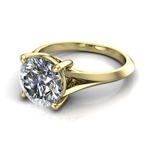 Grace Round Shape Classic Engagement Ring in 18K Yellow Gold