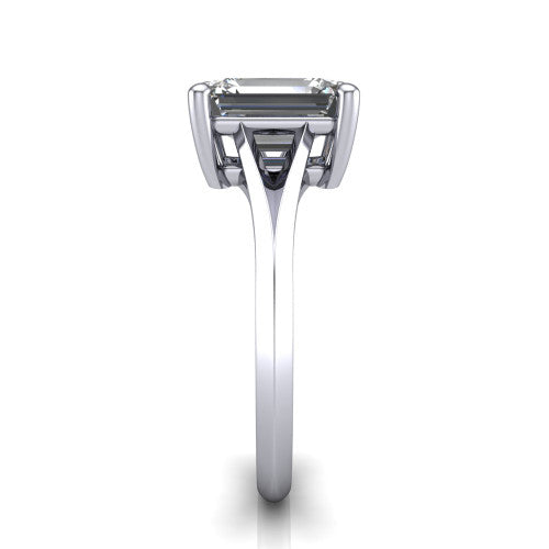 Grace Emerald Shape Classic Engagement Ring in 14K White Gold
