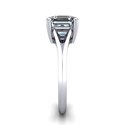 Grace Square Emerald Shape Classic Engagement Ring in 14K White Gold