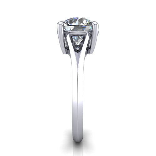 Grace Round Shape Classic Engagement Ring in 18K White Gold