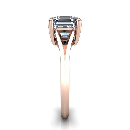 Grace Square Emerald Shape Classic Engagement Ring in 14K Rose Gold