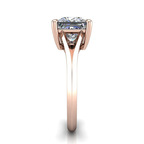 Grace Princess Shape Classic Engagement Ring in 14K Rose Gold