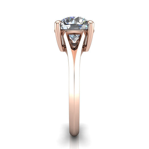 Grace Round Shape Classic Engagement Ring in 14K Rose Gold