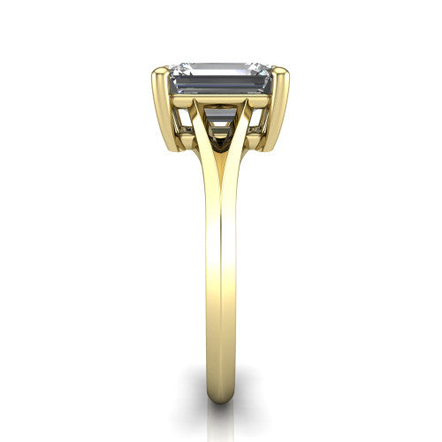 Grace Emerald Shape Classic Engagement Ring in 18K Yellow Gold
