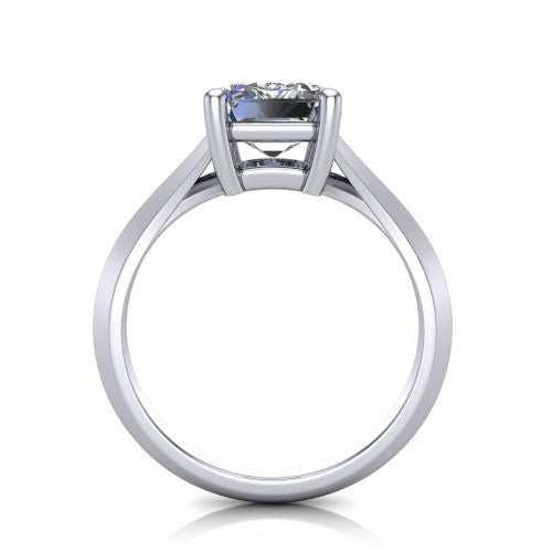 Grace Emerald Shape Classic Engagement Ring in 14K White Gold