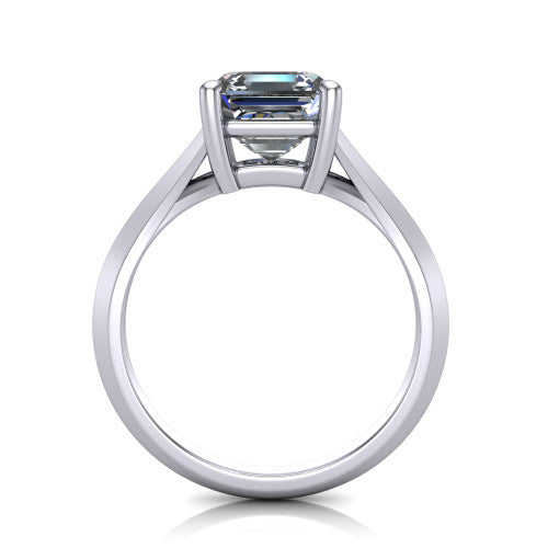 Grace Square Emerald Shape Classic Engagement Ring in 14K White Gold