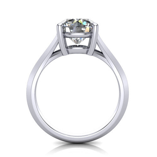 Grace Round Shape Classic Engagement Ring in 18K White Gold