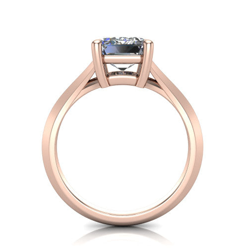 Grace Emerald Shape Classic Engagement Ring in 14K Rose Gold
