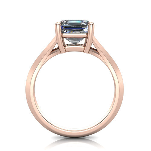 Grace Square Emerald Shape Classic Engagement Ring in 14K Rose Gold