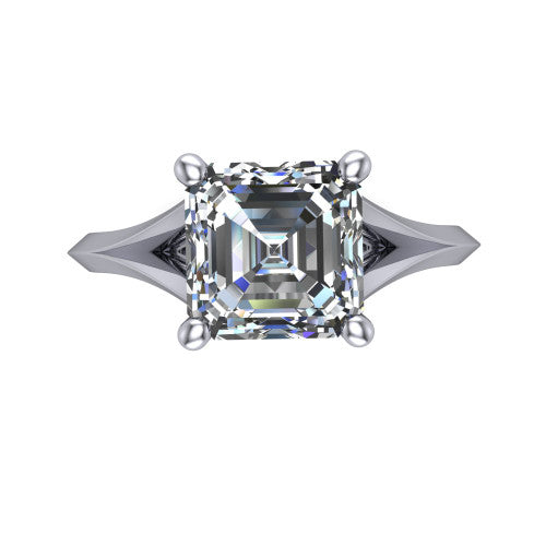 Grace Square Emerald Shape Classic Engagement Ring in 18K White Gold