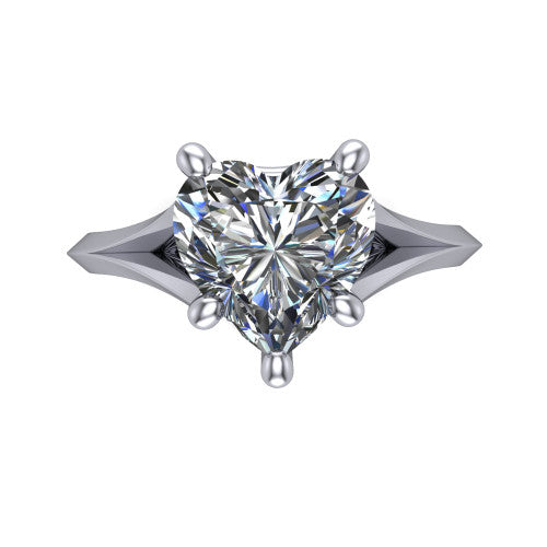 Grace Heart Shape Classic Engagement Ring in 18K White Gold